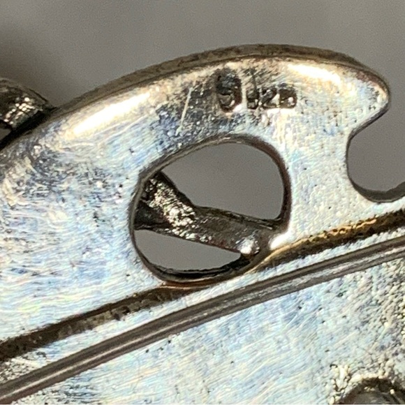 vintage 925 STERLING artist palette SEMI PRECIOUS paint CABOCHONS marcasite - Picture 3 of 15